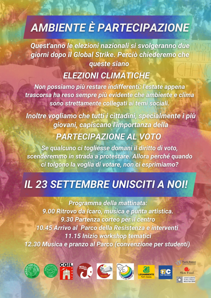 Venerdì 23 Settembre Sciopero Mondiale per il Clima anche a Forlì